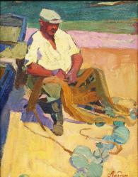 Тимофеев А.В. Картина "Рыбак на солнце". (Этюд рыбака. Тамань" - рабочее название).
